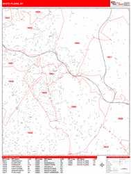 White Plains Wall Map Zip Code Red Line Style 2024